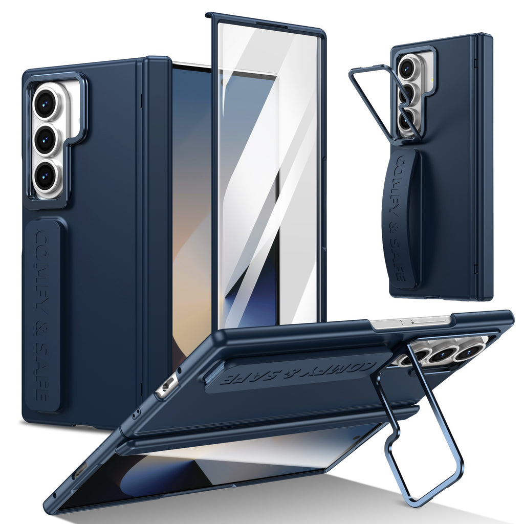 Z Fold7 Phone Case Magnetic Hinge Case Film Integrated Stand Wrist Strap Fold6/5/4 Protective Cover