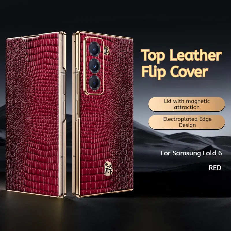 Samsung Galaxy Z Fold Series Folding Screen Genuine Leather Magnetic Protective Case