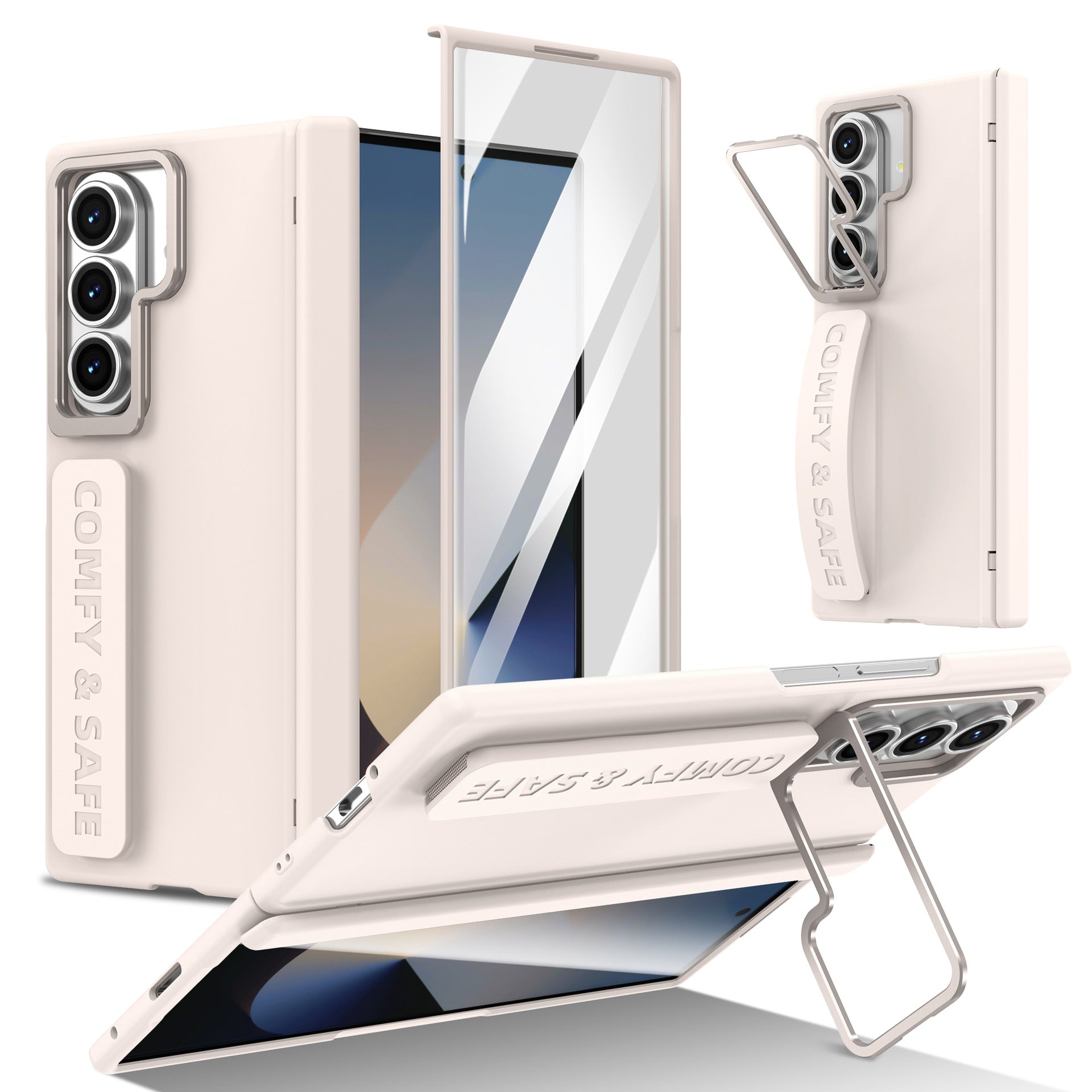 Z Fold7 Phone Case Magnetic Hinge Case Film Integrated Stand Wrist Strap Fold6/5/4 Protective Cover