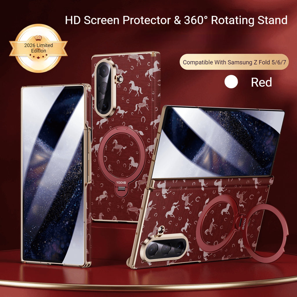 2026 New Year Limited Edition Samsung ZFold7 Premium Leather Dual-Axis Protective Case