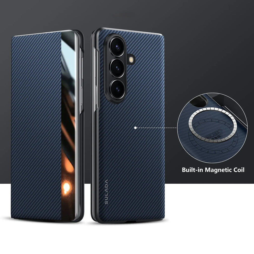 Luxurious Leather Cover With Magnetic Coil & Card Holder For Galaxy Z Fold 7