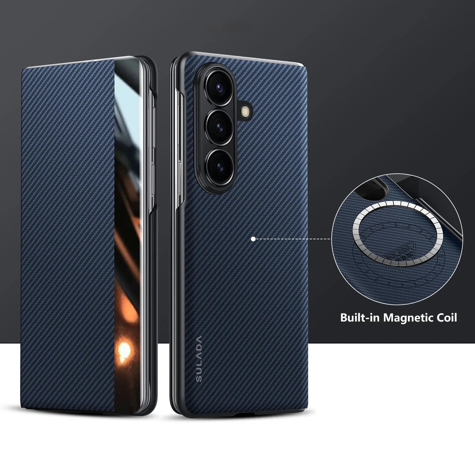 Luxurious Leather Cover With Magnetic Coil & Card Holder For Galaxy Z Fold 7