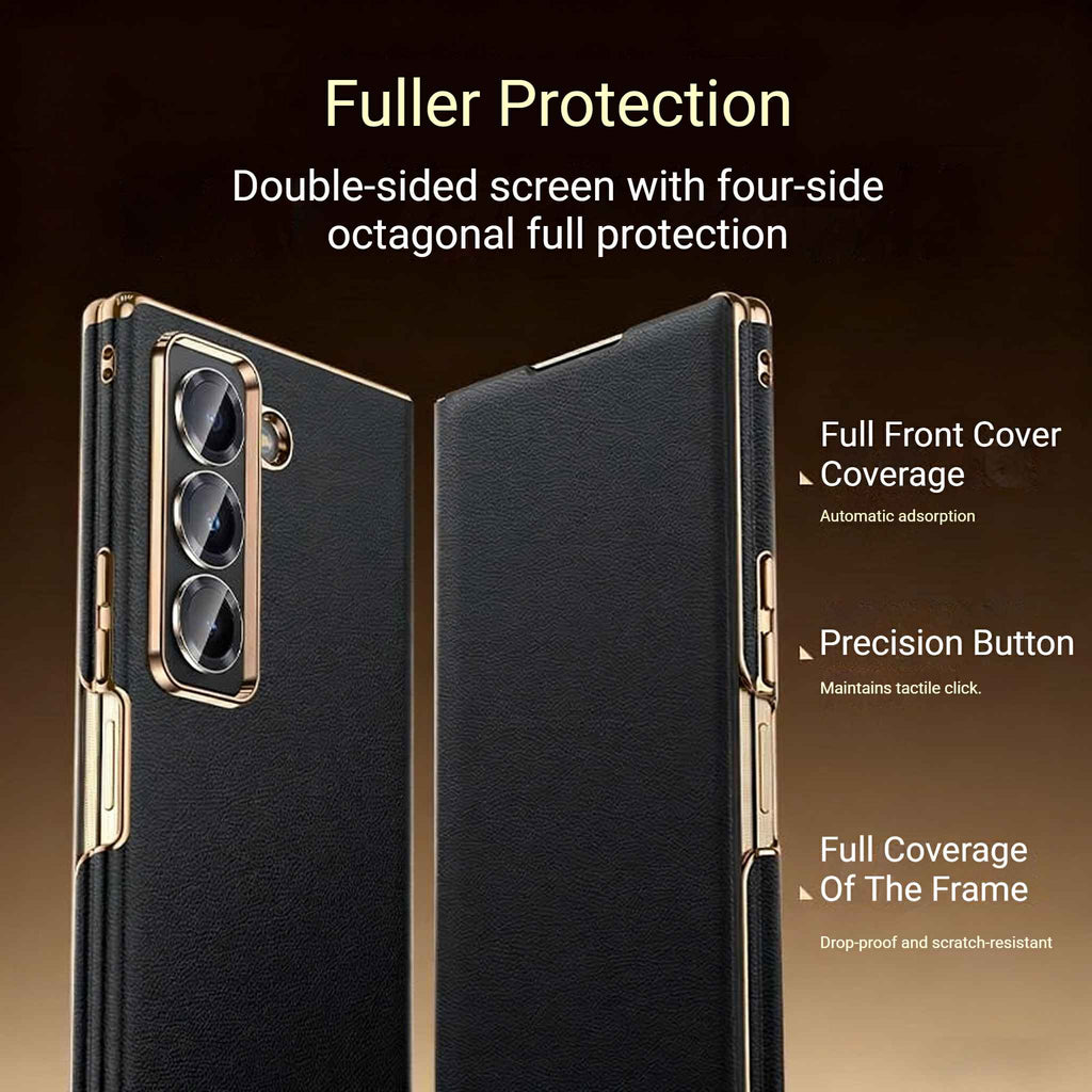Samsung ZFold7/6/5 Premium Leather Dual-Axis Protective Case