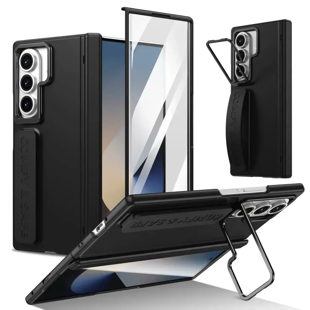 Z Fold7 Phone Case Magnetic Hinge Case Film Integrated Stand Wrist Strap Fold6/5/4 Protective Cover