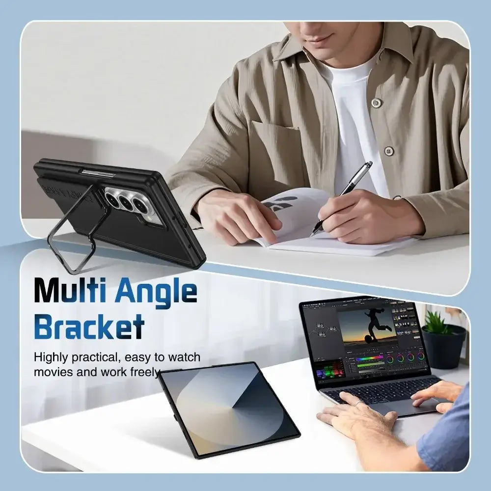 Z Fold7 Phone Case Magnetic Hinge Case Film Integrated Stand Wrist Strap Fold6/5/4 Protective Cover