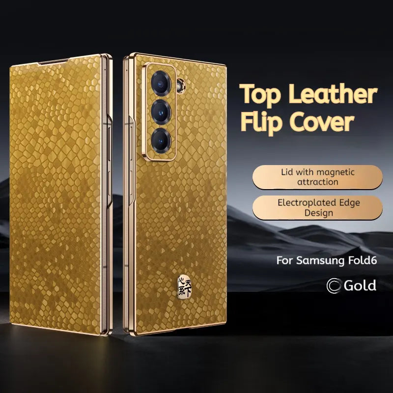 Samsung Galaxy Z Fold Series Folding Screen Genuine Leather Magnetic Protective Case