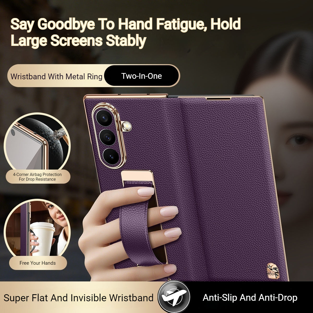 Samsung ZFold Series Premium Leather Wrist Strap Protector
