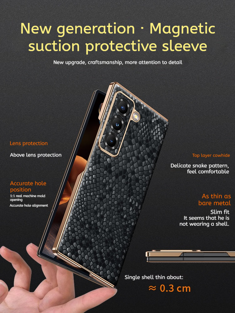 🔥Samsung Galaxy Z Fold Series Folding Screen Genuine Leather Magnetic Protective Case