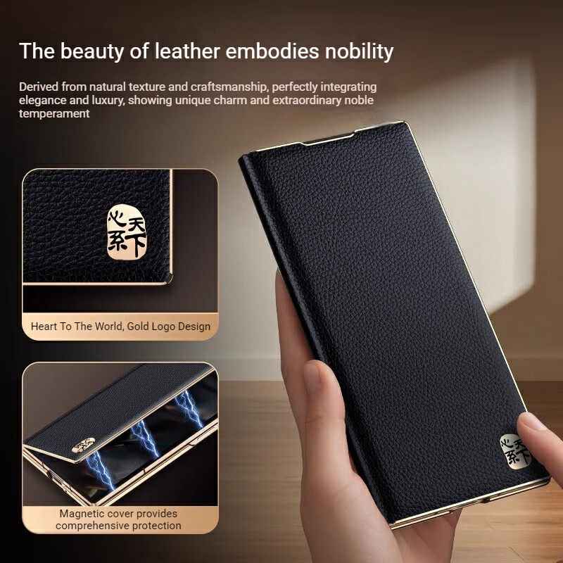 Samsung ZFold7/6/5 Premium Leather Dual-Axis Protective Case