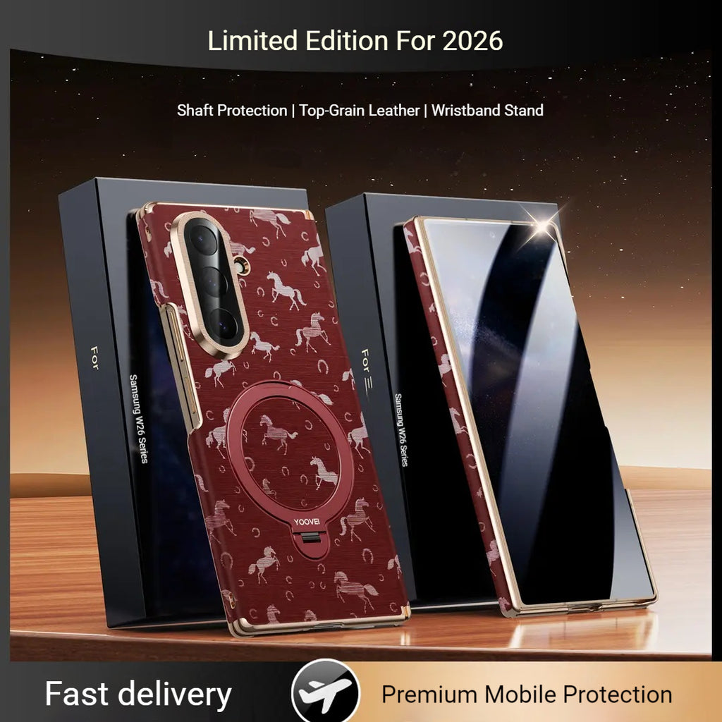 2026 New Year Limited Edition Samsung ZFold7 Premium Leather Dual-Axis Protective Case