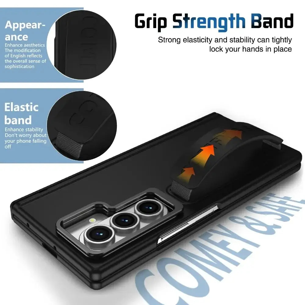 Z Fold7 Phone Case Magnetic Hinge Case Film Integrated Stand Wrist Strap Fold6/5/4 Protective Cover