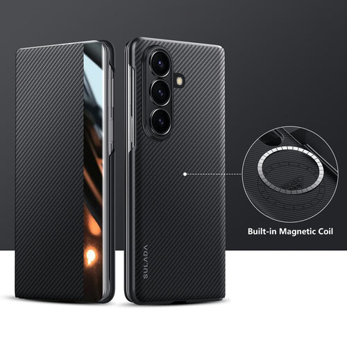 Luxurious Leather Cover With Magnetic Coil & Card Holder For Galaxy Z Fold 7