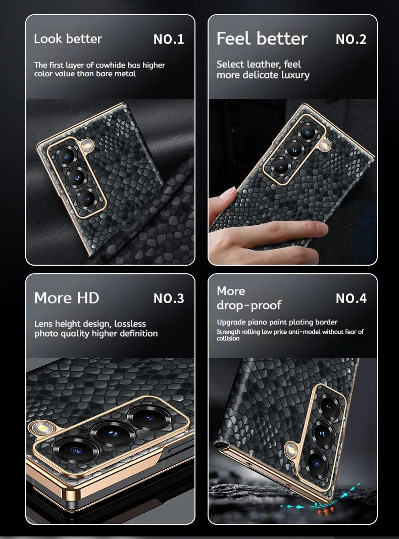 🔥Samsung Galaxy Z Fold Series Folding Screen Genuine Leather Magnetic Protective Case
