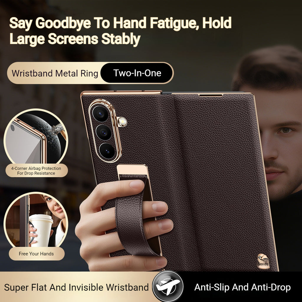 Samsung ZFold Series Premium Leather Wrist Strap Protector