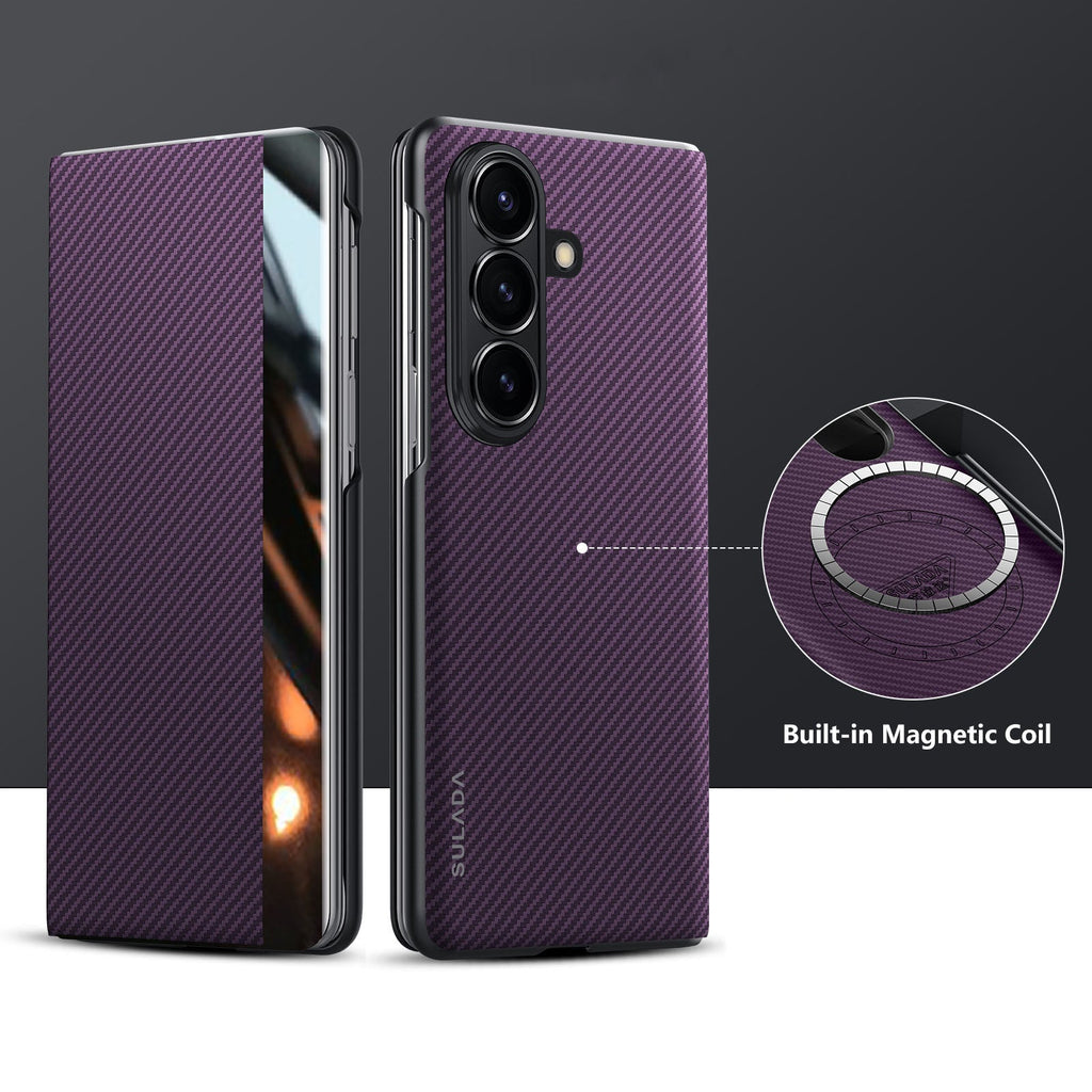 Luxurious Leather Cover With Magnetic Coil & Card Holder For Galaxy Z Fold 7