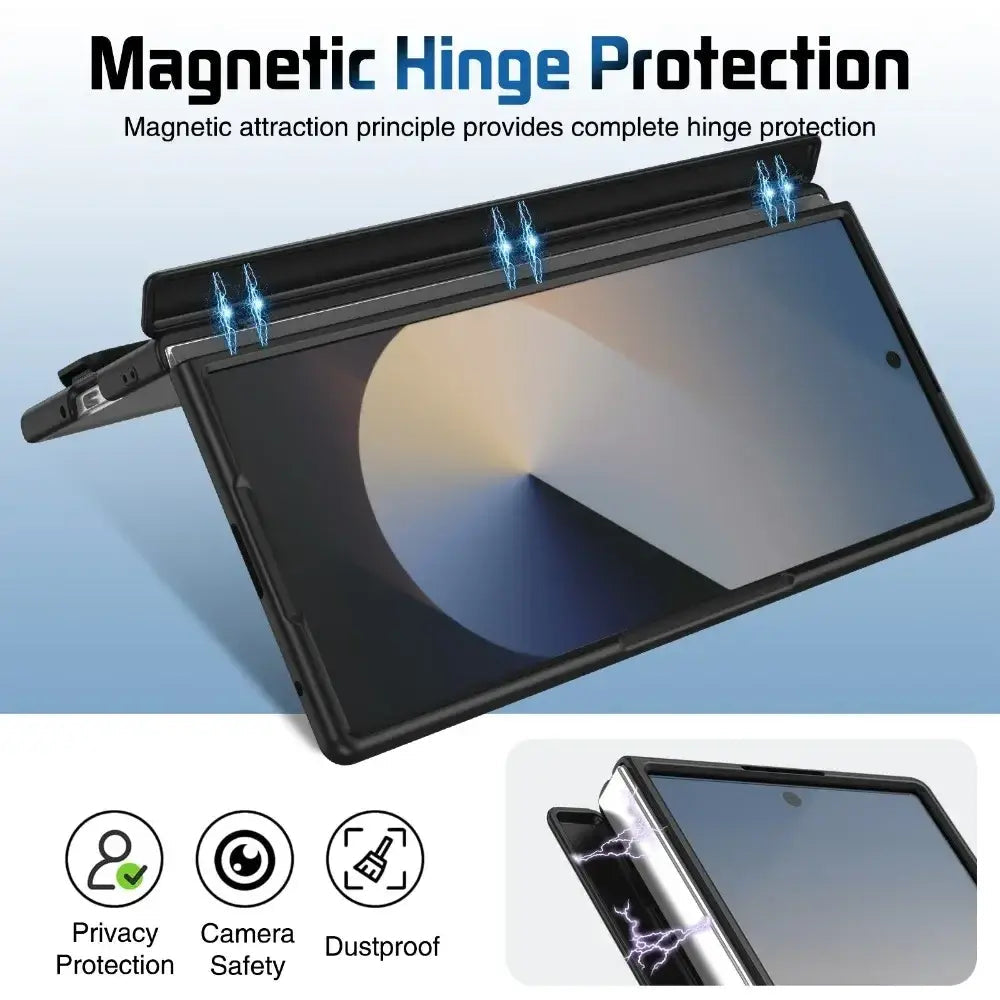 Z Fold7 Phone Case Magnetic Hinge Case Film Integrated Stand Wrist Strap Fold6/5/4 Protective Cover