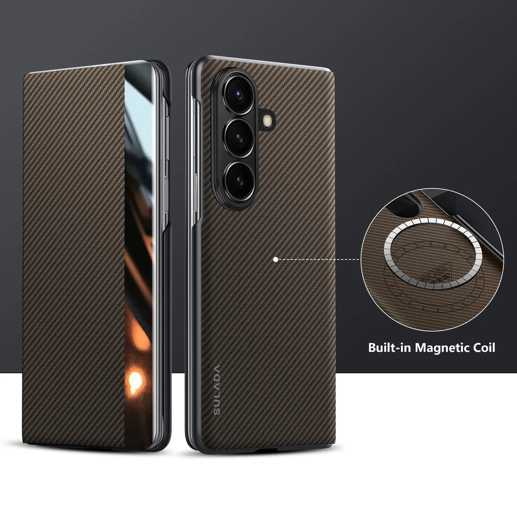 Luxurious Leather Cover With Magnetic Coil & Card Holder For Galaxy Z Fold 7