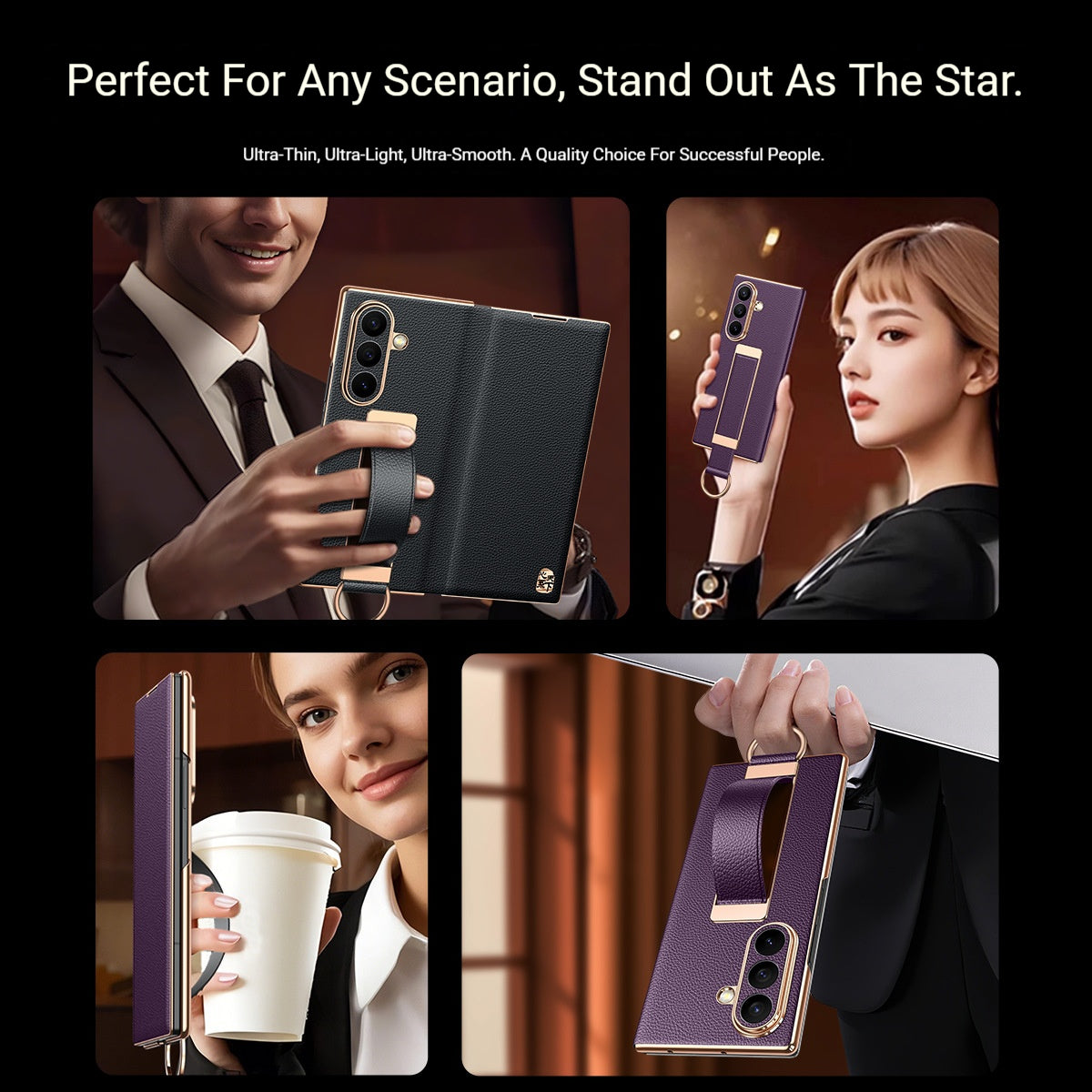 Samsung ZFold Series Premium Leather Wrist Strap Protector
